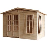 Wooden Garden Office Timbela M334FB, Modern Garden Cabin to Work from Home, Large Pine and Spruce Garden Room W11ft x L7ft x H8ft, Lockable Garden