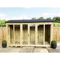 10 x 12 reverse Pressure Treated Tongue And Groove Apex Summerhouse + long windows + Safety Toughened Glass + Euro Lock with Key (10' x 12' / 10ft x