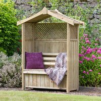 Zest Dorset Arbour Wooden Garden Seat & Storage Box Trellis Sides & Cover Black