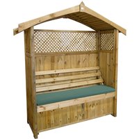 Zest - Hampshire Arbour Wooden Garden Seat & Storage Box & Green Seat Pad Cushion