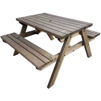 4ft (120cm) Pub style picnic table and bench, rustic brown finish, Fortem square corners - Rustic brown