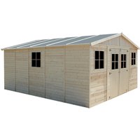 Wooden Garden Shed- Apex Shiplap Wooden Shed W14ft x L17ft x H8ft - Outdoor garden shed with impregnated floor, 17 mm planks Timbela M333+M333G