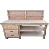 Wooden Eucalyptus Tool Cabinet Workbench With Storage Shelf (7V), 4ft (120cm), With back panel and Double shelf