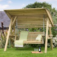 Zest - Miami Wooden Garden Swing Seat Bench With Roof Canopy