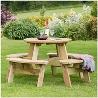 Zest - Katie Round Wooden Picnic Table Garden Bench Seat pefc 4 Seater