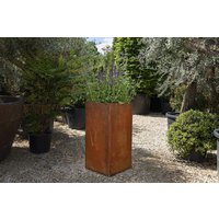 Corten Steel Tall Cube Planter - 400mm x 400mm x 800mm