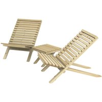 Forest Garden Brown Timber Slatted Chair and Table Set Home Delivery