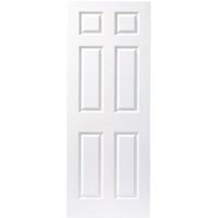 Premdor Ltd White Timber Primed 6 Panel Grain Midweight Door, Size: 1981x762x35mm