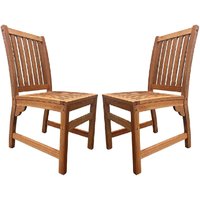 Marfa Natural Wooden Outdoor Side Chairs In Pair