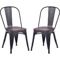 Maire Gun Grey Metal Bar Chairs In Pair