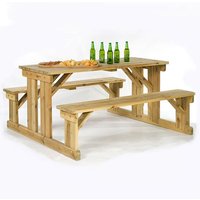 Gerik Wooden Large Seating Bench Set In Green Natural