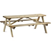 Tallis Wooden Large Picnic Seating Bench In Green Natural
