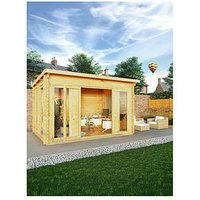 Mercia 4M X 3M Studio Pent Log Cabin - 28Mm