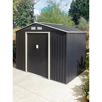 Rowlinson Trentvale 8X6 Metal Apex Shed Dark Grey With Foundation Kit