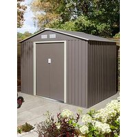 Rowlinson Trentvale 8X6 Metal Apex Shed Light Grey With Foundation Kit